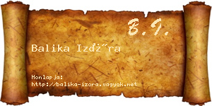 Balika Izóra névjegykártya